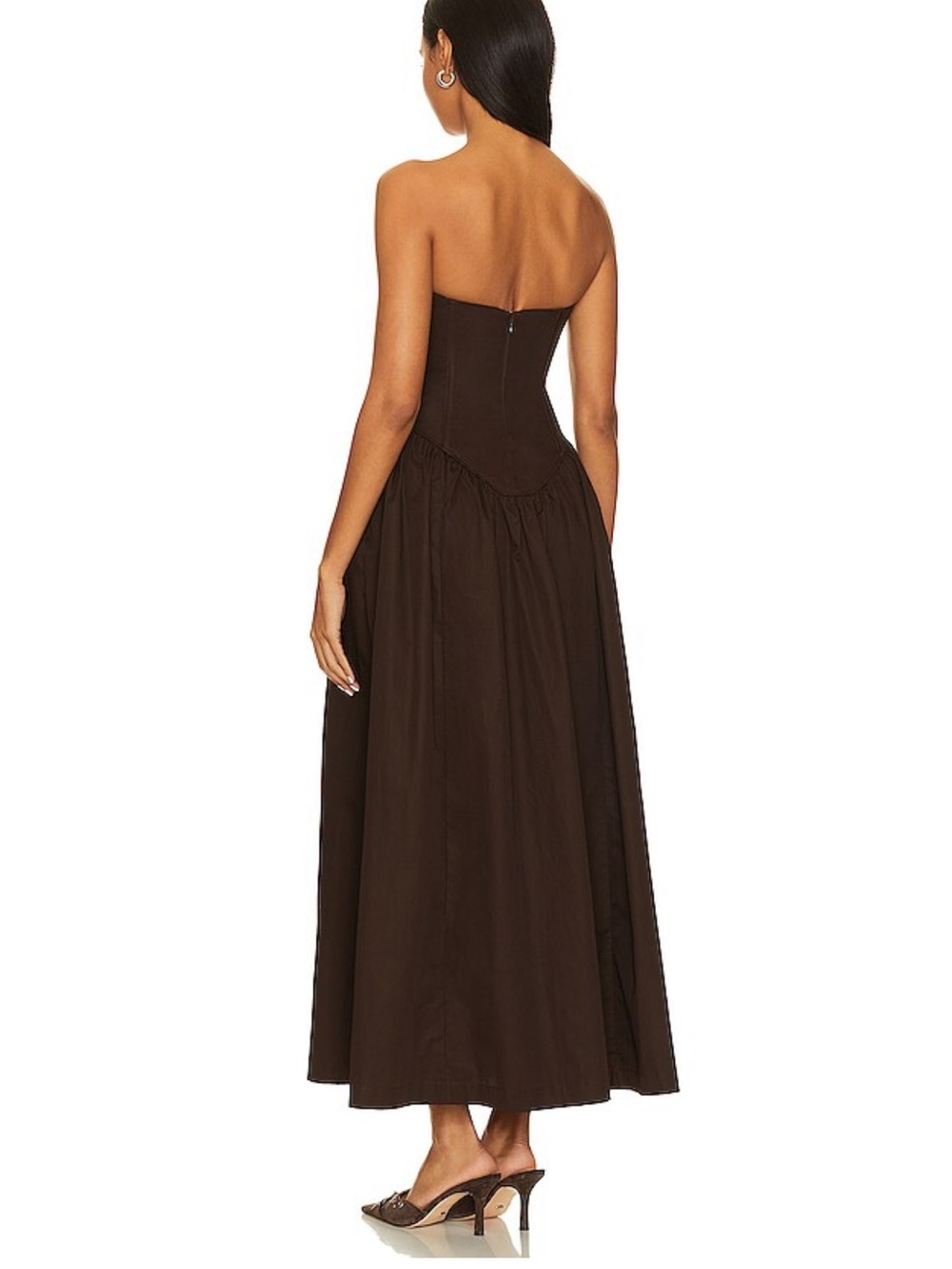 LPA Giana Maxi Dress Cacao Strapless Chocolate Brown bustier corset Revolve S - Picture 3 of 11